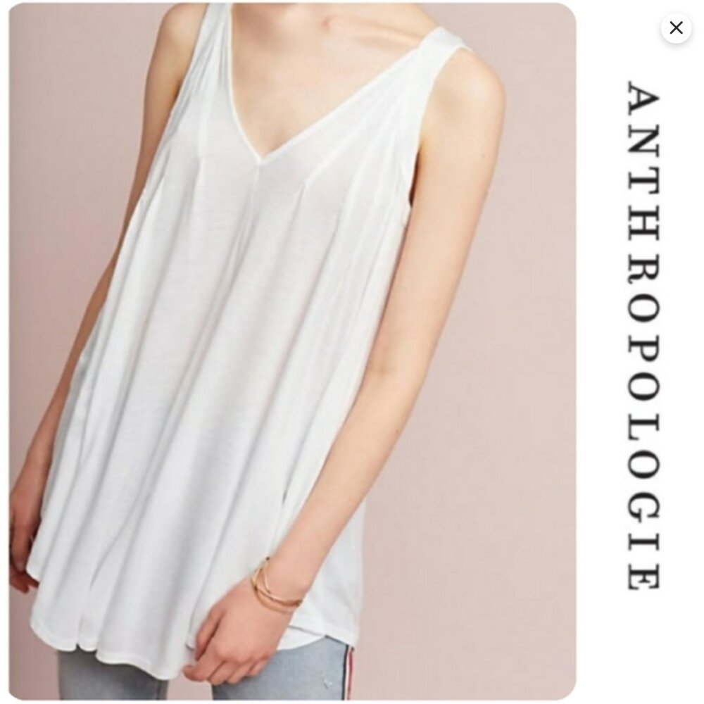 Meadow Rue Pleated White Swing Tank